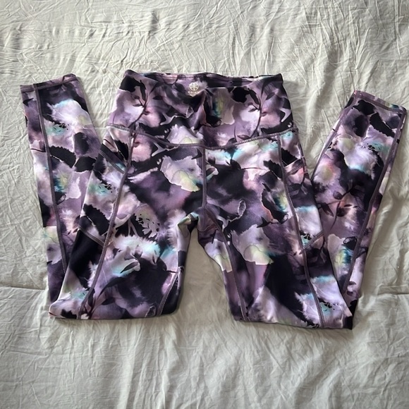 GAIAM Purple Printed Workout Leggings - Picture 1 of 4